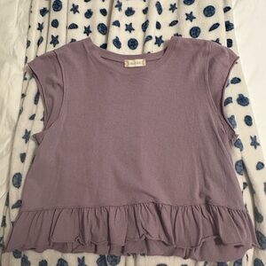 Altar'd State Lavender Ruffle Sleeve Tee